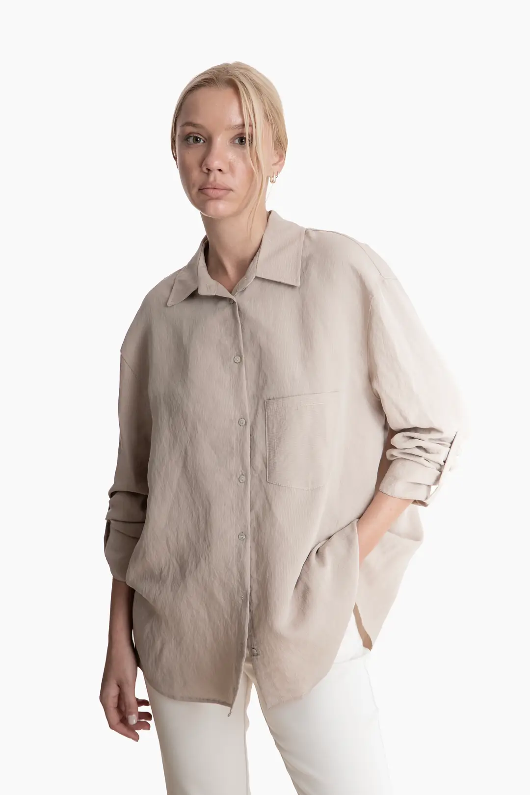 50952 OVERSIZE ÇİZGİLİ GÖMLEK