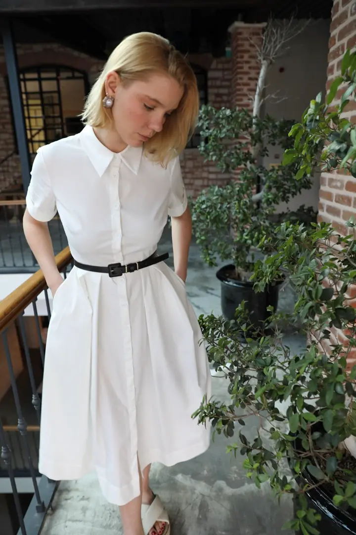 62298 Kemerli Midi Elbise