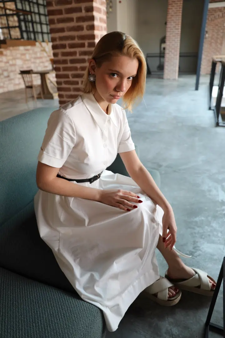 62298 Kemerli Midi Elbise