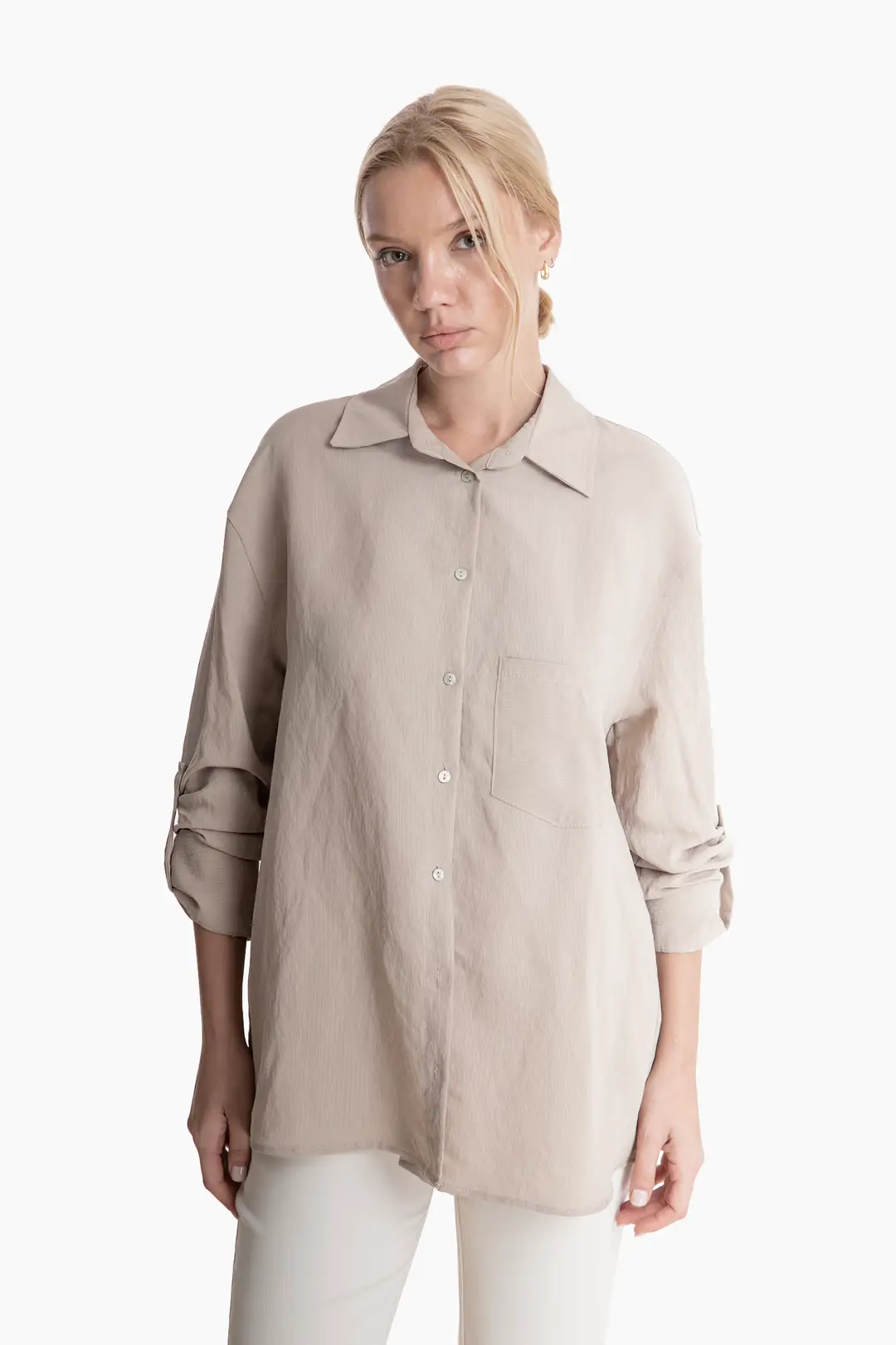 50952 OVERSIZE ÇİZGİLİ GÖMLEK