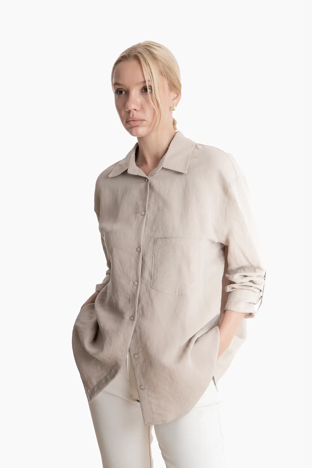 50952 OVERSIZE ÇİZGİLİ GÖMLEK